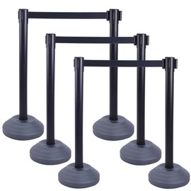 OangeStar 6 Packs Crowd Control Stanchions w/10ft Retractable Belt, Crowd Control Barriers Set w/Water Filled Base, Ideal for High Traffic Areas