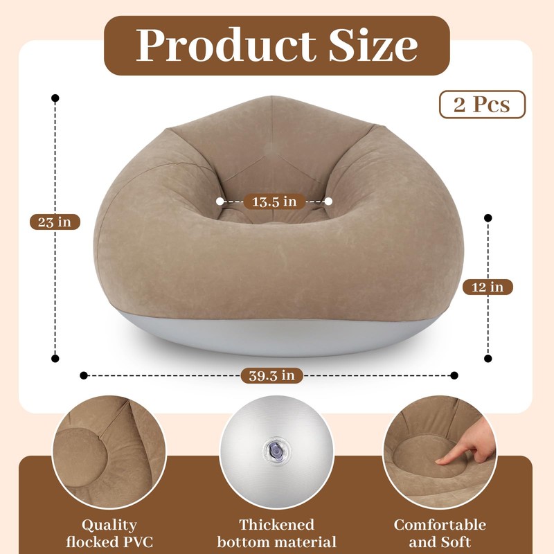 Inflatable Bean Bag Chairs for Adults with Electric Air Pump,