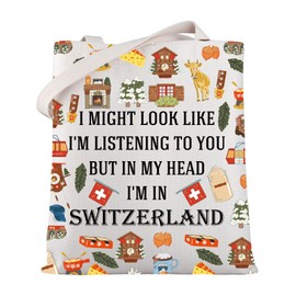 MYSOMY Switzerland Travel Tote Bag Switzerland Trip Shoulder Bag Switzerland Souvenir Gift Switzerland Lover Gift (IN Switzerland TB)