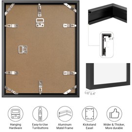 Vivelove 24x28 Metal Picture Frame, Black Aluminum Picture Frames with Tempered Glass, Wall Mounting Horizontally or Vertically, for Hanging Diploma, Certificates and Decor for Wall-1Pack
