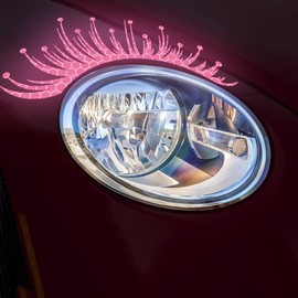 Nouiroy 2pcs Car Eyelashes Sticker for Headlight- 1 Pair Super Reflective Eyelashes Car Sticker Vinyl Decal Fake Eyelash Stickers for Cars Adorable Car Decor for Girls (Pink, High Reflective)