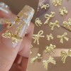 34 Pezzi Metallo Bow Nail Charms Oro 3D Dolce Fiocco