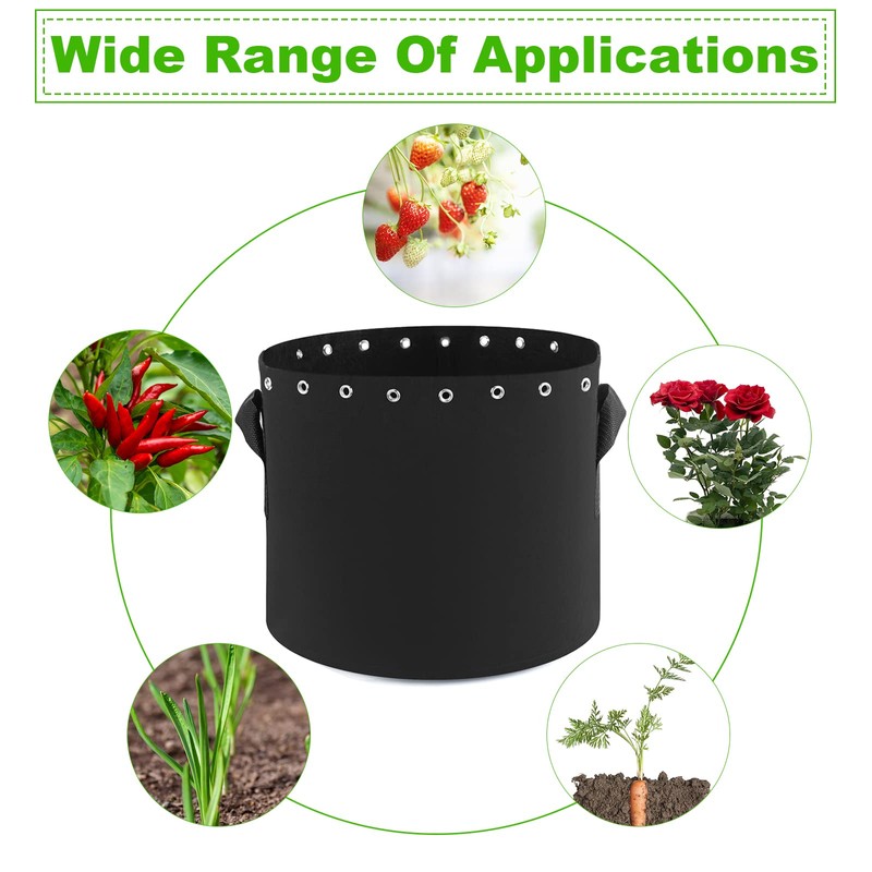 Molgoc 15 Gallon Plant Grow Bags 5-Packs with Holes,Thichkened Non-Woven