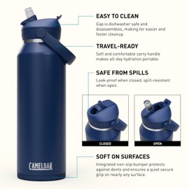 CamelBak Thrive Flip Straw Insulated Stainless Steel Water Bottle Navy, 40oz