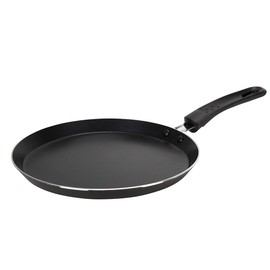 Crealys 506660, Aquilon Crêpepfanne, Durchmesser 24 cm, aus Aluminium, schwarze Antihaftbeschichtung, ohne PFOA, schwarzer Thermogriff, für alle Herdarten außer Induktion