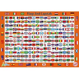 Little Wigwam Flags And Capitals Chart - Tear-Resistant Educational Poster (24 x 17 inches)