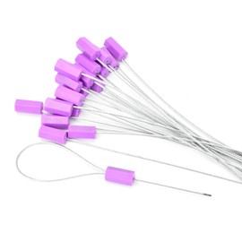 100pcs Security Marking Cable Seals Tamper Proof Steel Wire Seal Numbered Shipping Seals Disposable Pull Tight Self-Locking Cable Seal Truck, Cargo, Containers Seal Ties Straps (Purple, 100pcs)