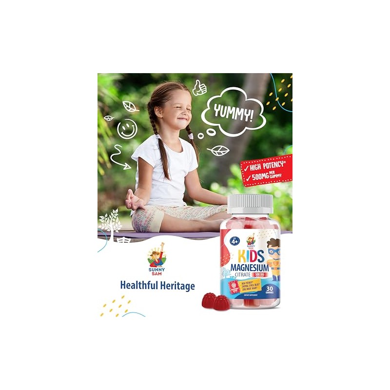 SUNNY SAM- “Gomitas de Magnesio Sin Azúcar para Niños y