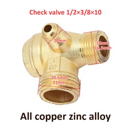 Check Valve Air Compressor, 3 Way Air Compressor Check Valve, Zinc Alloy Accessories, Air Compressor, Brass, Three-Way Check Valve, Unidirectional Pipe Fittings Connect