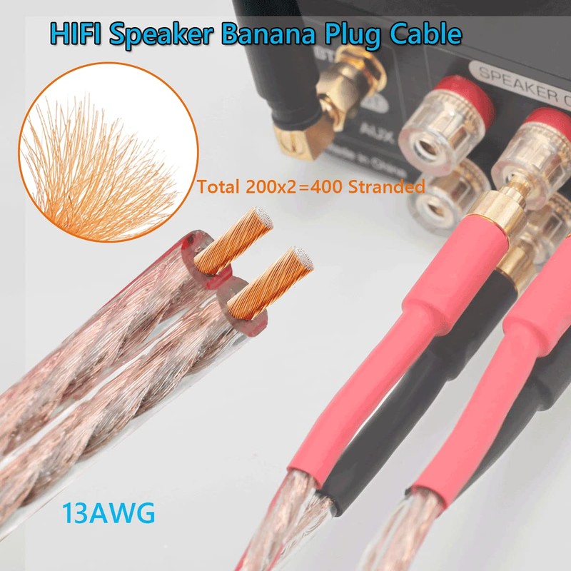 UCINNOVATE 2 Pack 4m 13AWG Audiophile Grade Speaker Wire with