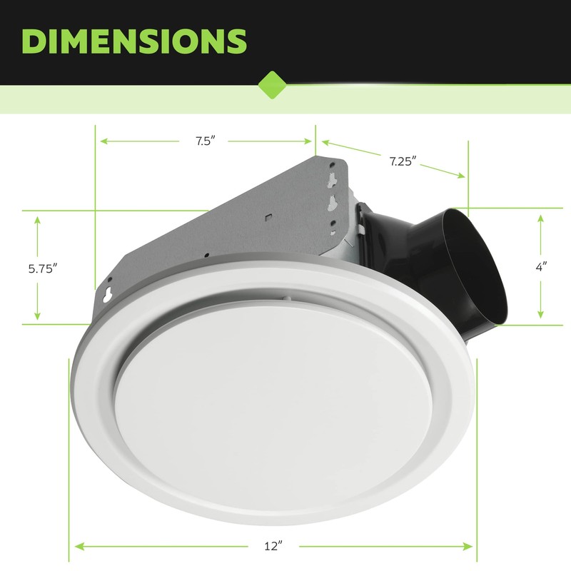 Homewerks 7140-50-G3 Bathroom Fan Ceiling Mount Exhaust Ventilation, Ultra Quiet