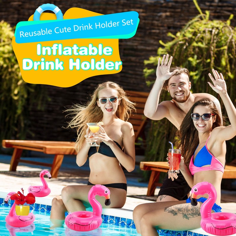 Octaday 20 Pcs Inflatable Flamingo Drink Holders for Pool Party
