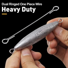 Through Wire Inline Torpedo Sinkers, 20/25 PCs, CWSDXM Saltwater Bullet Fishing Weight for Trolling, Double Ringed One Piece Wire Fishing Weights for Bottom Fishing Surf Fishing 1-5 oz(1oz, 8pcs)