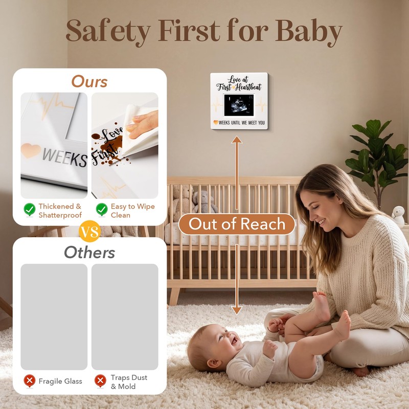 Magnetic Baby Ultrasound Picture Frame with Countdown Weeks