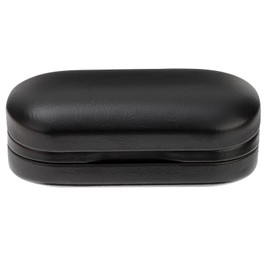 Eyeglass Case, Double Glasses Case Black Leather Eyeglass Box Contact Lens Case Sunglasses Holder Case Portable Organizer for Men Women(Not Suitable for Oversized Glasses)