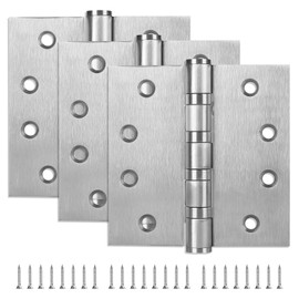 3 Pack Stainless Steel 4'' Door Hinges, 4in (102mm) x 4in (102mm) Heavy-Duty Ball Bearing Door Hinges with Square Corners for Exterior & Interior Doors, Black