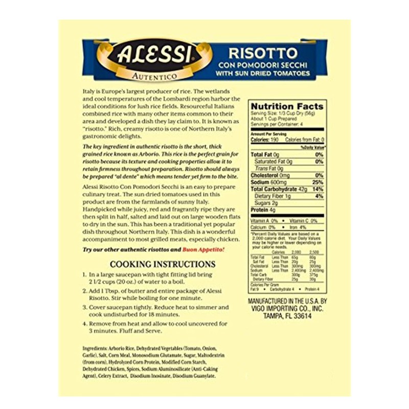 Alessi Autentico, Premium Seasoned Risotto, Italian Arborio Rice, Easy to