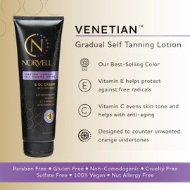 Norvell Venetian Sunless Self Tanner Gradual Color Extender Moisturizing Lotion, 8.5 fl.oz - Self Tanning Cream with Violet and Brown Tone, Instant Bronzers Fake Tan | Norvell