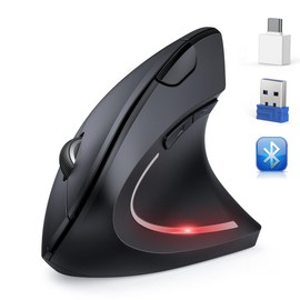 TECKNET Ergonomic Mouse, Wireless Bluetooth Mouse with Jiggler, BT5.0/3.0+USB & Type C Vertical Mouse, Silent Mouse with 6 Adjustable DPI Levels, Wireless Mouse for Laptop, Desktop, PC, MacBook