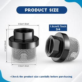Nuanchu 2 Pcs 3/4 Inch Garden Hose Inlet Strainer, Stainless Steel Mesh Strainer, 235004 Garden Hose Screen Filter, Airless Sprayer Paint Sprayer Parts for Sprayers Filters