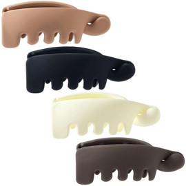SmallCat 4 Pcs Small Banana Clip, Coffee, White, Khaki and Black