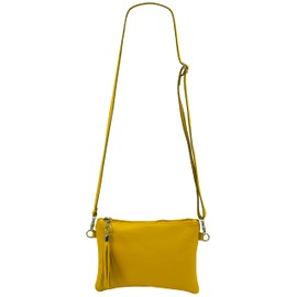 SH Leder Real Leather Shoulder Bag, Clutch Bag, Small Evening Bag, 22 x 15 cm, Anny, G248 - Yellow -