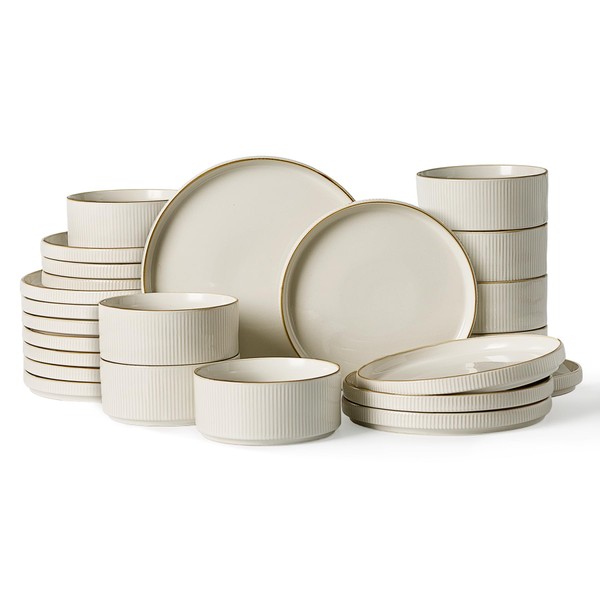 Famiware Star Dinnerware Set, Plates and Bowls Sets for 8