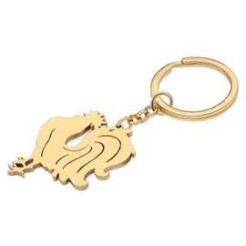 BONSNY Edelstahl niedlichen Hahn Huhn Schlüsselanhänger Bauernhof Tier Hahn Schmuck für Frauen Damen Autoschlüssel Rucksäcke Reisen Zubehör (SK100-Gold)