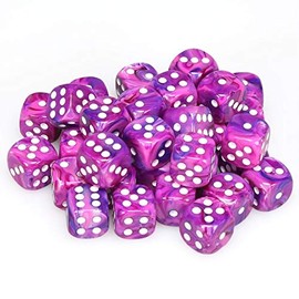 Chessex DND Dice Set-Chessex D&D Dice-12mm Festive Violet and White Plastic Polyhedral Dice Set-Dungeons and Dragons Dice ludes 36 Dice – D6, Various (CHX27857)