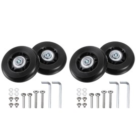 QUARKZMAN Replacement Luggage Wheels 64x18mm Luggage Wheel Repair Kits Include 4 PU Bearing Wheels and Washers, Wrench and Axle Bolt for Trolley Bag