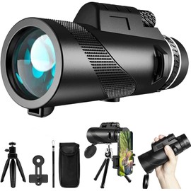80x100 Monocular Telescope with Smartphone Adapter Tripod, High Powered Monoculars for Adults, HD Larger Vision BAK4 Prism Monocular for Bird Watching Hunting Hiking Camping Wildlife Travel