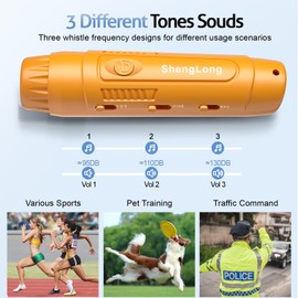 Shenglong Electronic Whistle with 3 Tones & 3 High Volume Settings - Battery Powered Emergency Safety Whistle for Coaches Referees, Teachers Outdoor Sports, Camping, Sporting Goods with Lanyard