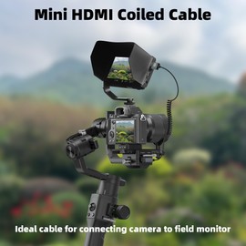 RIIEYOCA 8K Micro HDMI to HDMI Short Coiled Cable, 90 Degree Left Angle 48Gbps High Speed HDMI2.1 Support HDR, 8K@60Hz, 4K@120Hz, Compatible with Camcorders, Monitors (Left)