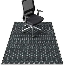 FUNMAT Chair Mat for Hard Floors, 55" x 36" Office Chair Mat for Hardwood Floor, Non-Slip Floor Protector Under Desk Rug for Rolling Chair, Washable Area Rug for Home, Black