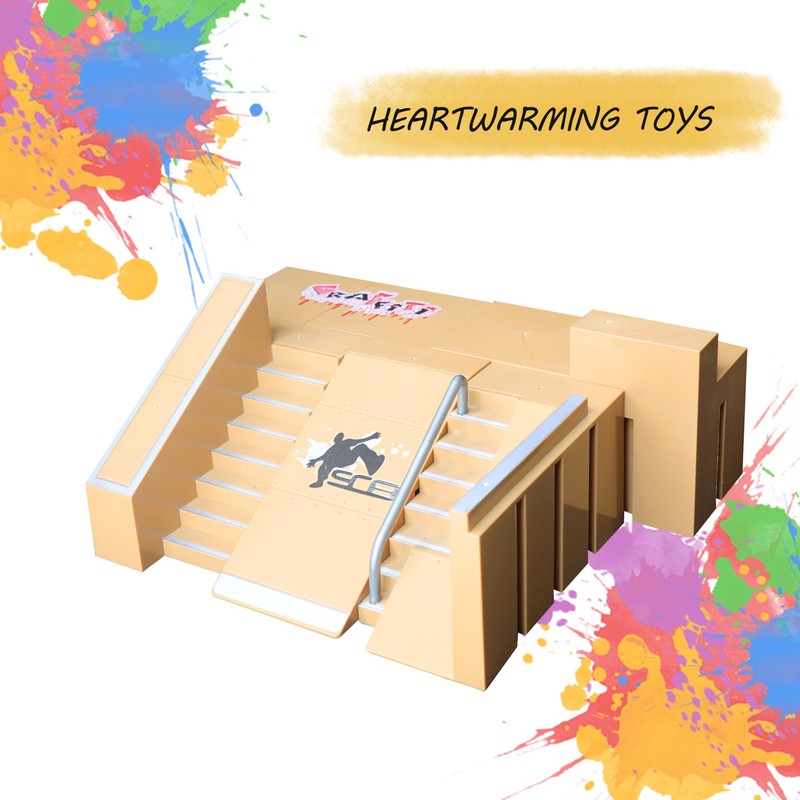NJYW 8-in-1 Fingerboard Skate Park Kit with 3 Mini Fingerboards,