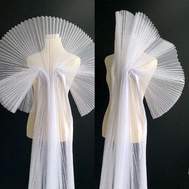 YABINA Ruffled Lace Trims 1 Yards, Pleated Lace Fabric Trim, Organza Ruffled Fabric Chiffon Tulle Ruffle Lace Border for Sewing Dress Bag Costume Decoration Trimming Craft (White)