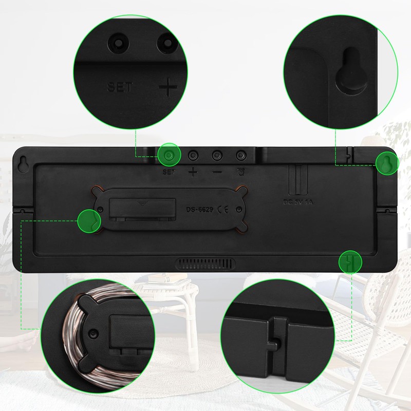 Fuloon Digital Wall Clock, 13 inch Large Display Digital Alarm