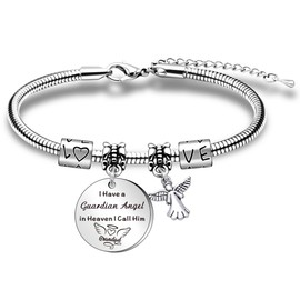 WTOPP Grandad Memorial Gifts Grandad bracelet Gift Loss of Grandad Jewelry I have a guardian Angel in heaven I call him Grandad