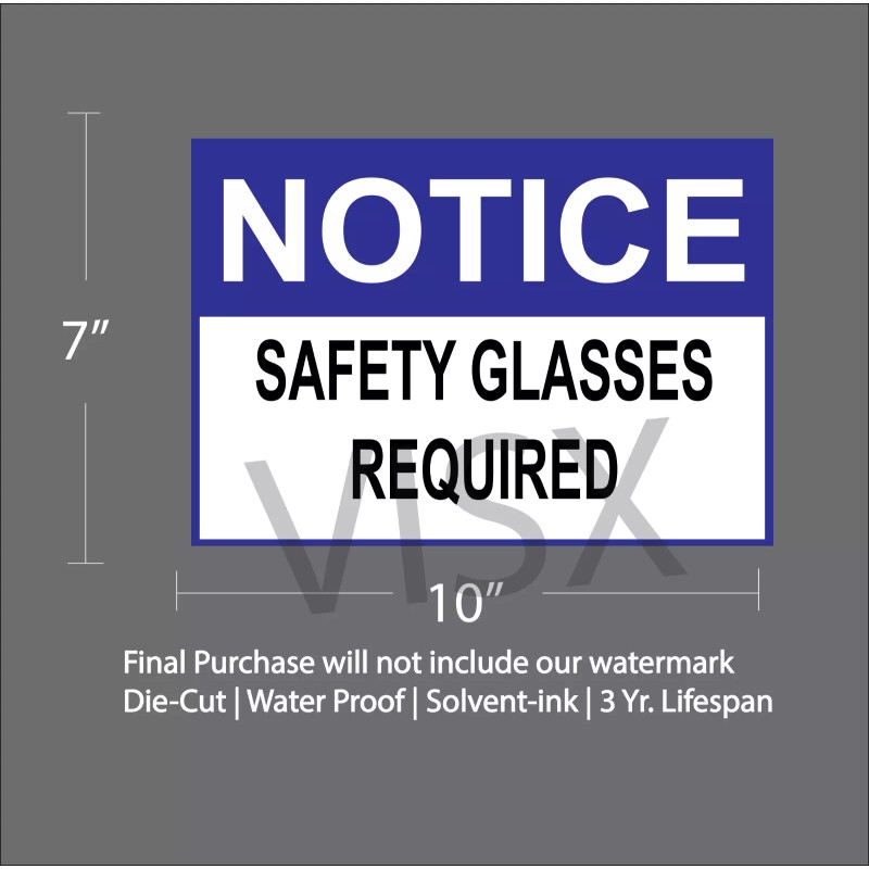 VISX Notice Safety Glasses Sign Sticker Car Decor Vinyl Office