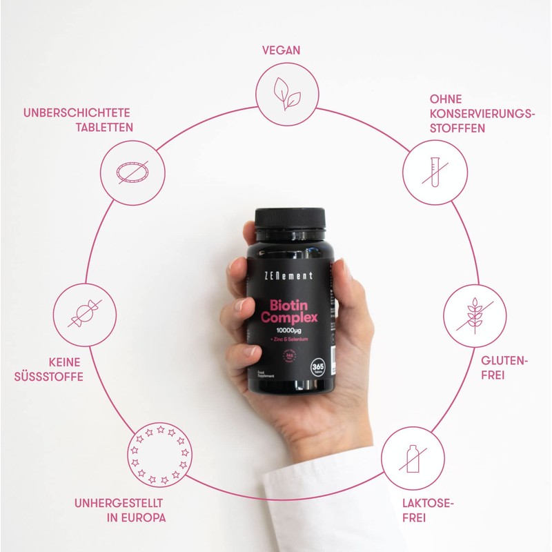 Biotin with Zinc & Selenium, High Dose with 10,000 mcg