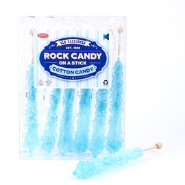 Extra Large Rock Candy Sticks: 6 Light Blue Cotton Candy Lollipop - Individually Wrapped - Espeez Rock Candy Sticks for Candy Buffet, Birthdays, Weddings, Receptions, Bridal and Baby Showers