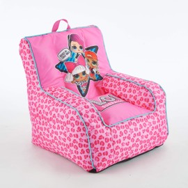Idea Nuova LOL Surprise Kids Nylon Bean Bag Chair with Piping & Top Carry Handle, Large