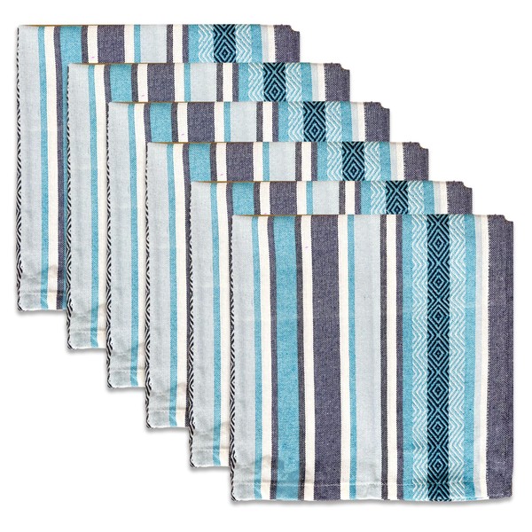 CHARDIN HOME Blues Salsa Stripe Napkin, 18x18 in, Set of