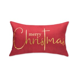 TAJWE Christmas Red Gold Pillow Cover 12 x 20 mas Decor Throw Lumbar Cushion Case for Couch Sofa Home Decoration