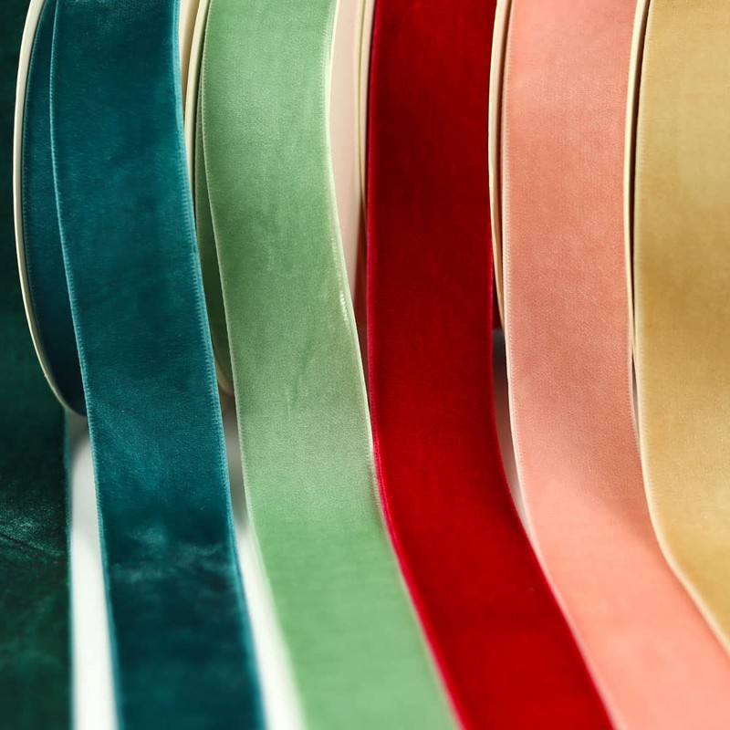 Velvet Ribbon, 5m Single Sided Solid Fabric Ribbon Roll for