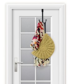 Splash Home Falan Over Door Hooks, 2 Hooks, Aluminum, Black Powder Coated, 4" W x 7" H, Black