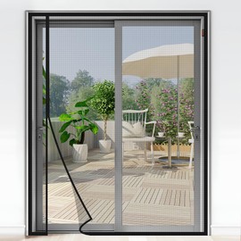 MAGZO Magnetic Screen Door Side Opening, Fits Door Size 72 x 80 Inch, Actual Mesh Size 74" x 81", Fiberglass Net Screen with Strong Magnet for Doorway, Gray