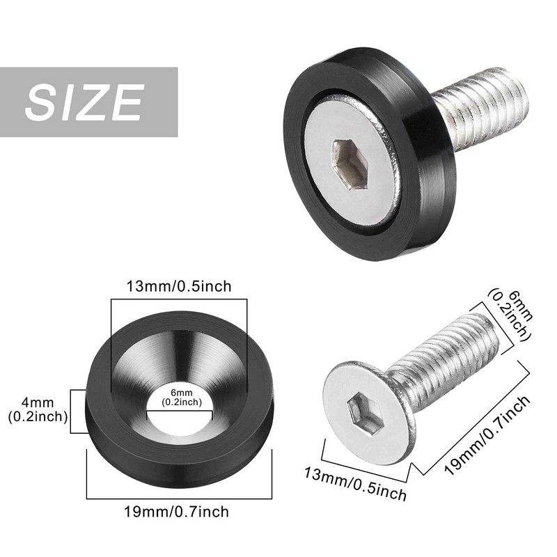 Enmoo 20pcs Billet Aluminum Fender Washer Bolts Engine Compartment Dress