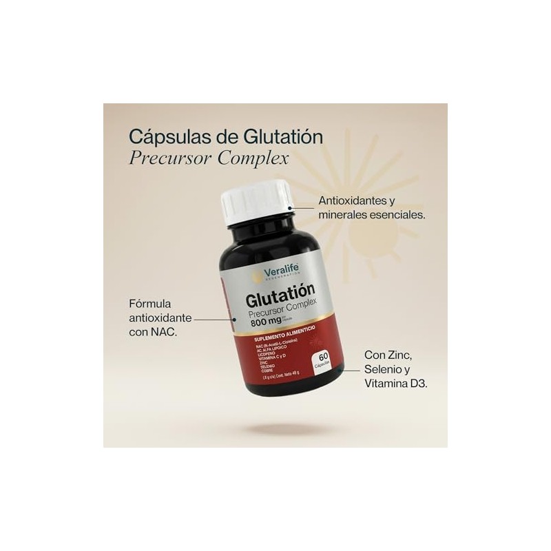 Veralife Suplemento Alimenticio Cisteina Vitamina Zinc Selenio Capsulas 800gr Nutricional