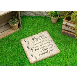 Transpac A3808 Footprints During Your Times of Trial and Suffering When You See Only One Set It was Then That I Carried You 10 x 10 Cement Decorative Outdoor Garden Stepping Stone